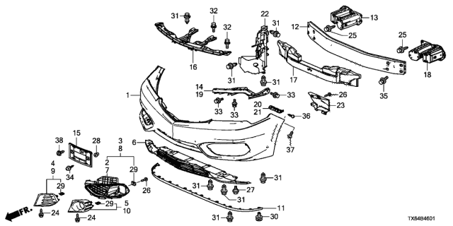 2017 Acura ILX Duct, Left Front Bumper (Lower) Diagram for 71208TV9A00