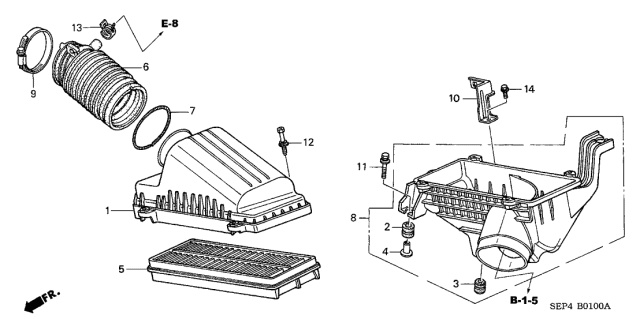 2006 Acura TL Clamp, Air Flow (90) Diagram for 17316RCAA01