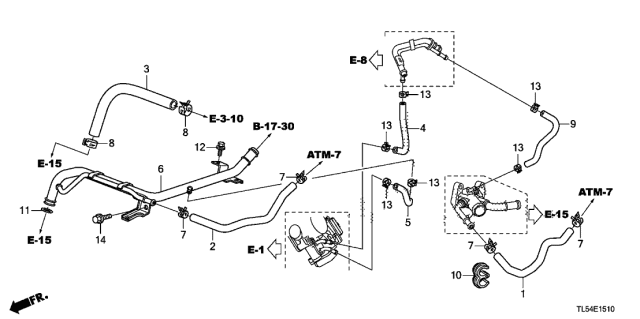 2014 Acura TSX  Hose, Bypass Inlet Diagram for 19504RAAA00
