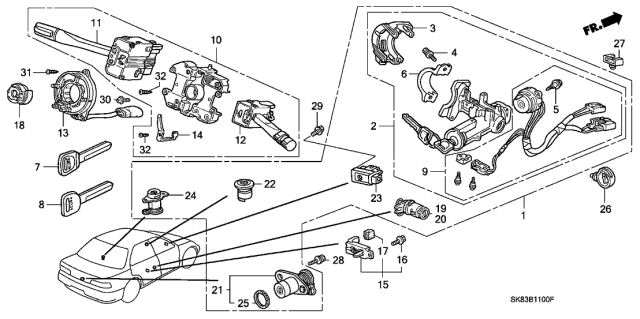 1991 Acura Integra  Key, Blank Plastic Valet (46.2MM) Diagram for 35118SL0A01