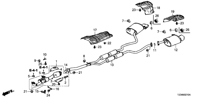 2020 Acura TLX  Rubber, Exhaust Mounting Diagram for 18215TF0911