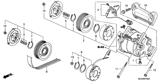2006 Acura TSX Belt, Compressor (Bando) Diagram for 38920RBBE03