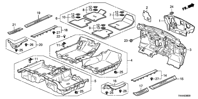 2014 Acura TL Insulator, Dashboard (Outer) Diagram for 74251TA0A00