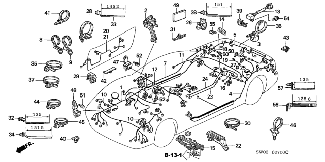 2001 Acura NSX  Wire Harness, Driver Door Diagram for 32751SL0A02