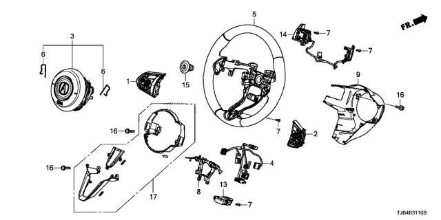 2021 Acura RDX  CORD, CABLE REEL SUB Diagram for 77901TJBC50