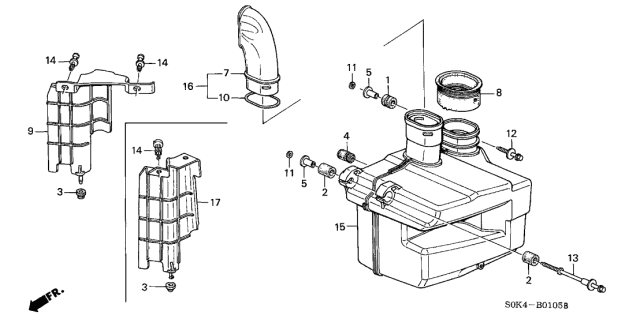 2000 Acura TL Rubber, Air Cleaner Seal Diagram for 17244P0GA00