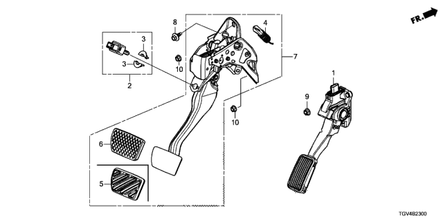 2021 Acura TLX  Pedal Assembly, Brake Diagram for 46600TGVL83