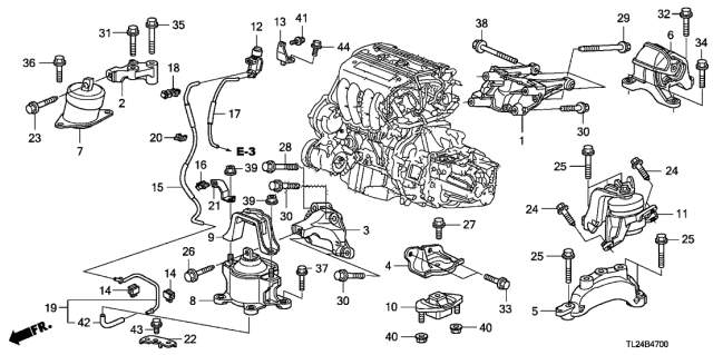 2012 Acura TSX  Rubber Assembly, Transmission Mounting (Upper) Diagram for 50870TA0A13