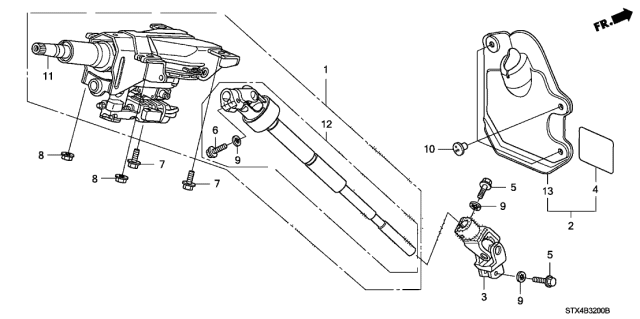 2010 Acura MDX Sub, Steering Column Diagram for 53260STXA01