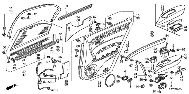 2006 Acura RL  Holder, Left Rear (Graphite Black) Diagram for 83784SJAA00ZA
