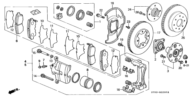 1998 Acura CL  Clip, Pad Diagram for 45237SV1A01