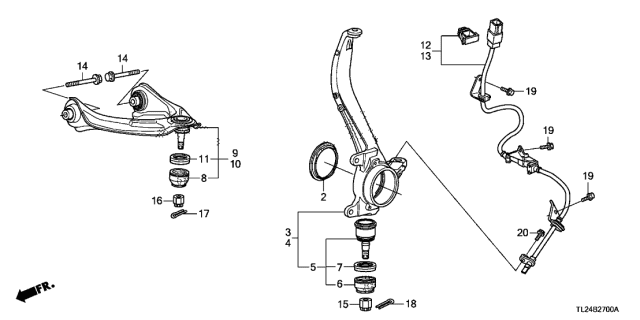 2011 Acura TSX Circlip, Ball (Lower) (Front ) Diagram for 51226TA0A01