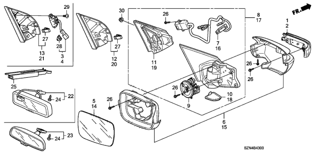 2012 Acura ZDX Cover, Rearview Mirror Harness Diagram for 76410STXA01