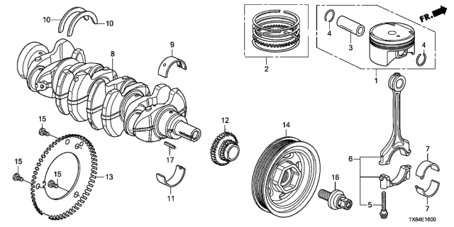 2014 Acura ILX  Clip, Piston Pin Diagram for 13115RNAA00