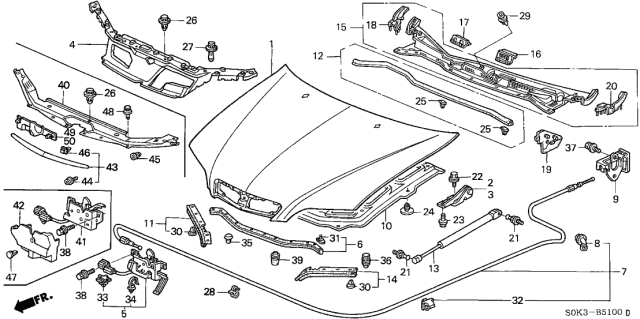 2003 Acura TL  Stay Assembly, Hood Opener Diagram for 74145S0KA02