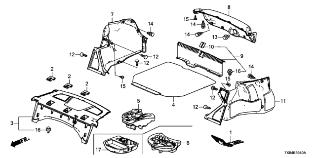 2014 Acura ILX  Tray, Rear (Premium Black) Diagram for 84505TX6A11ZA