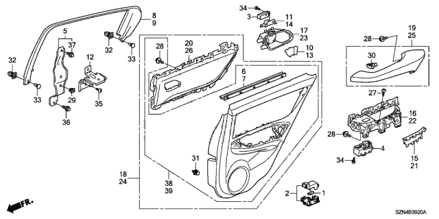 2011 Acura ZDX Pull Pcket L (Premium Black) Diagram for 83753SZNA01ZA