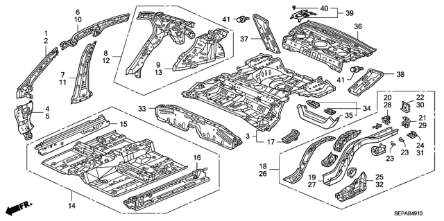 2008 Acura TL  Wheelhouse, Right Rear Diagram for 64330SEP325ZZ