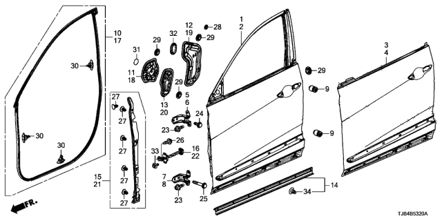 2021 Acura RDX Seal B, Front Diagram for 72322TJBA02