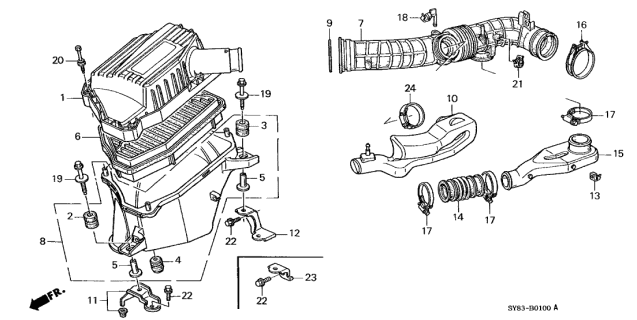 1998 Acura CL  Clamp, Air Flow Tube (60) Diagram for 17316P8AA01