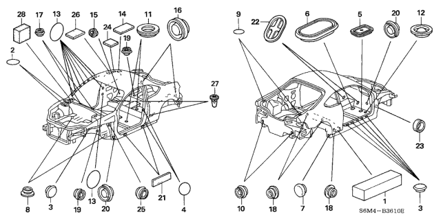 2005 Acura RSX  Plug, Hole (27X56) Diagram for 90615S5A003