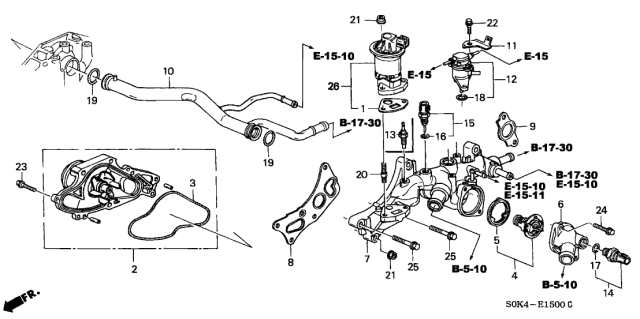 1999 Acura TL  Water Pump (Yamada) Diagram for 19200P8AA02