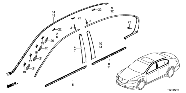 2020 Acura RLX Clip B, Windshield (Red) Diagram for 73155TY2A01
