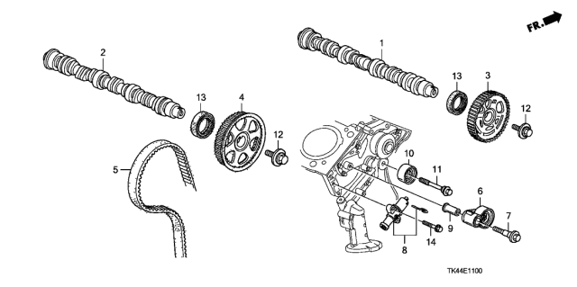 2010 Acura TL  Camshaft, Rear Diagram for 14200RKGA00