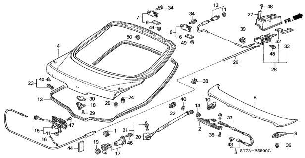 1995 Acura Integra  Knob Assembly, Tailgate Opener (Medium Taupe) Diagram for 85512SB2661ZQ