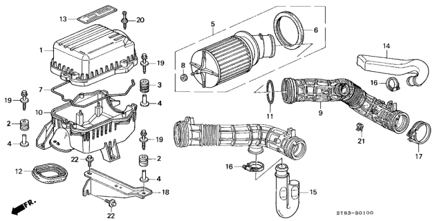 1995 Acura Integra  Spring, Air Flow Tube Diagram for 17244P72000