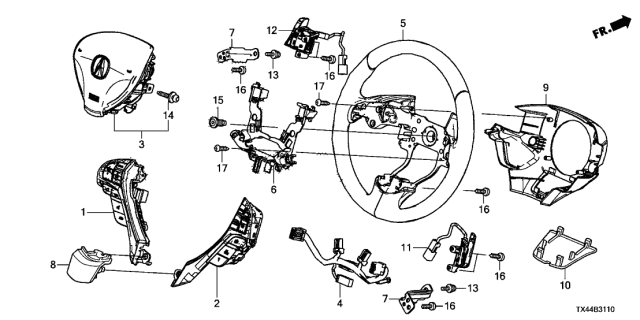 2016 Acura RDX Module Assembly, Driver (Premium Black) Diagram for 77810TX4A40ZA