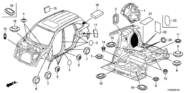 2020 Acura MDX  Grommet (10MM) Diagram for 90810SNA003
