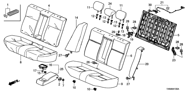 2013 Acura ILX  Armrest Assembly, Rear Seat Center (Sandstorm) Diagram for 82980TX6A01ZA