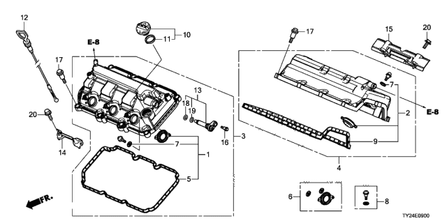 2019 Acura RLX Cover Assembly, Front Cylinder Head Diagram for 123105G0A00