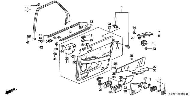 2004 Acura RL Panel, Right Rear Power Window (Print Wood Orange) (Birds Eye Maple) Diagram for 35771SZ3A51ZC