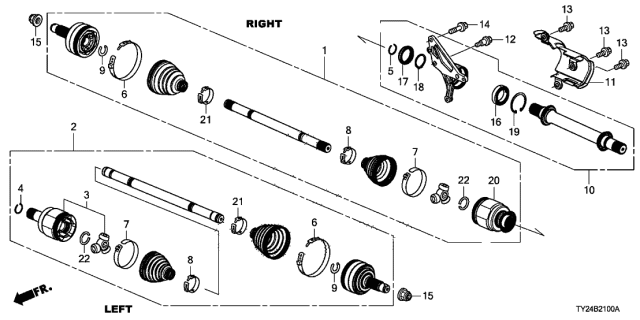 2020 Acura RLX Joint Complete , Inboard Diagram for 44310T1VE11