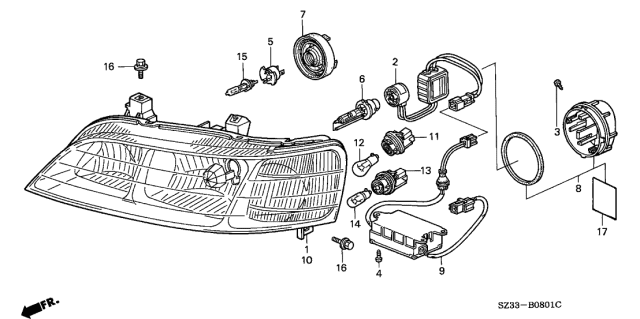 1999 Acura RL Socket (2P) Diagram for 34303SX0003
