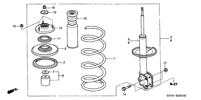 2001 Acura MDX Damper Unit, Right Front Diagram for 51605S3V305
