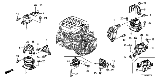 2016 Acura RLX Bracket, Engine Side Mounting Diagram for 50620TY3A01