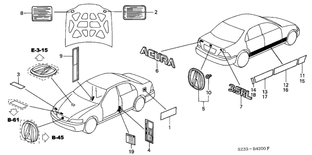 1998 Acura RL  Emblem, Rear (Acura) Diagram for 75711SZ3A00