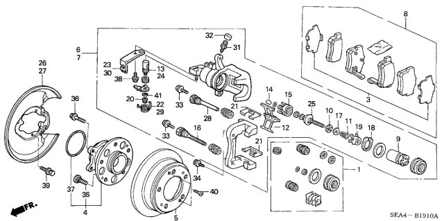 2007 Acura TSX  Rear Pad Set Diagram for 43022SV4G23