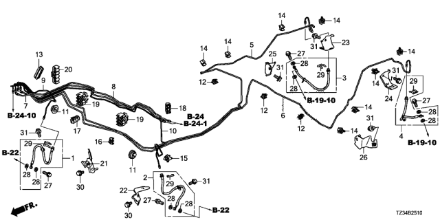 2015 Acura TLX  Clip, Brake Pipe Diagram for 46395TZ5A01