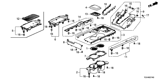 2021 Acura TLX Palmrest (Deep Black) Diagram for 83426TGVA01ZA