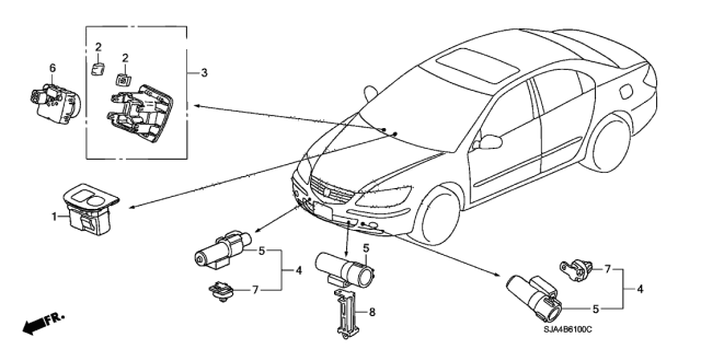 2009 Acura RL Clip, Ambient Sensor Diagram for 91555S2R003