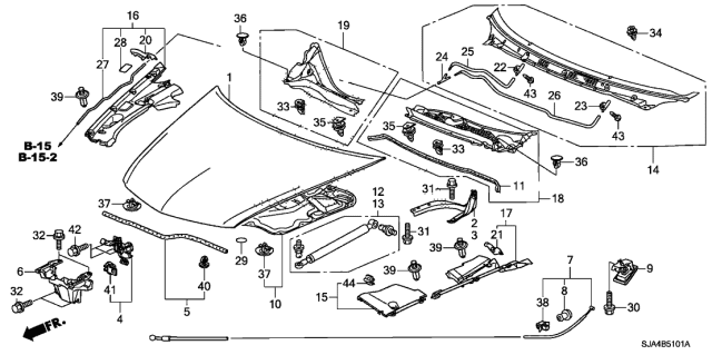 2010 Acura RL Lever, Hood Wire (Premium Black) Diagram for 74135SJAA01ZD