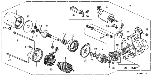 2011 Acura RL  Gasket, Starter Motor Diagram for 31270RJAA01