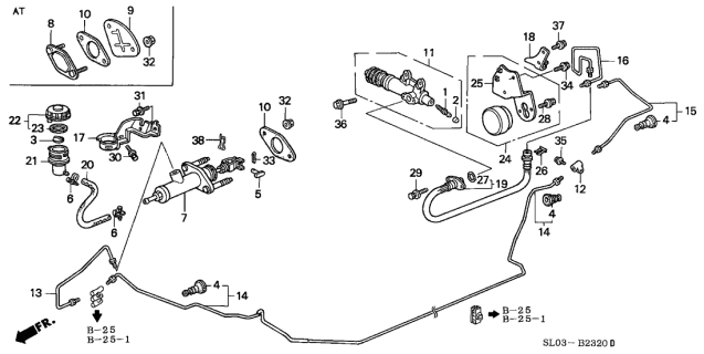 1991 Acura NSX  Pipe A, Clutch Diagram for 46960SL0A03