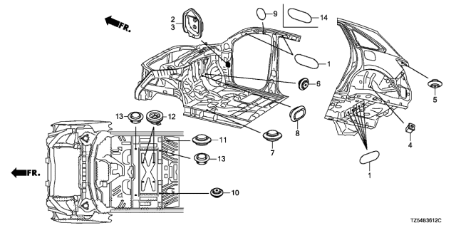 2017 Acura MDX  Plug, Blind (20X30) Diagram for 91615SM4000