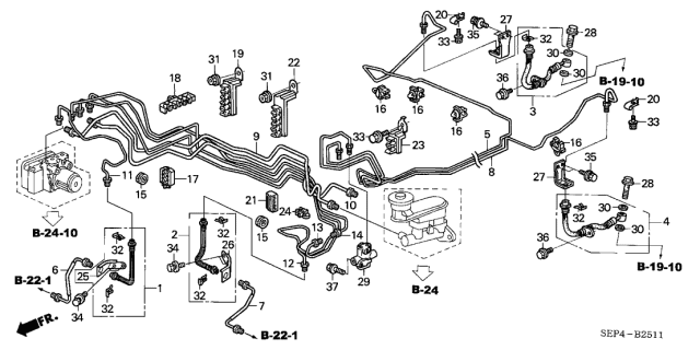 2007 Acura TL  Clip F, Brake Pipe Diagram for 46396SDA003