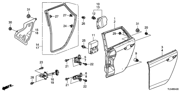 2014 Acura TSX  Stopper, Door Diagram for 72142S10000